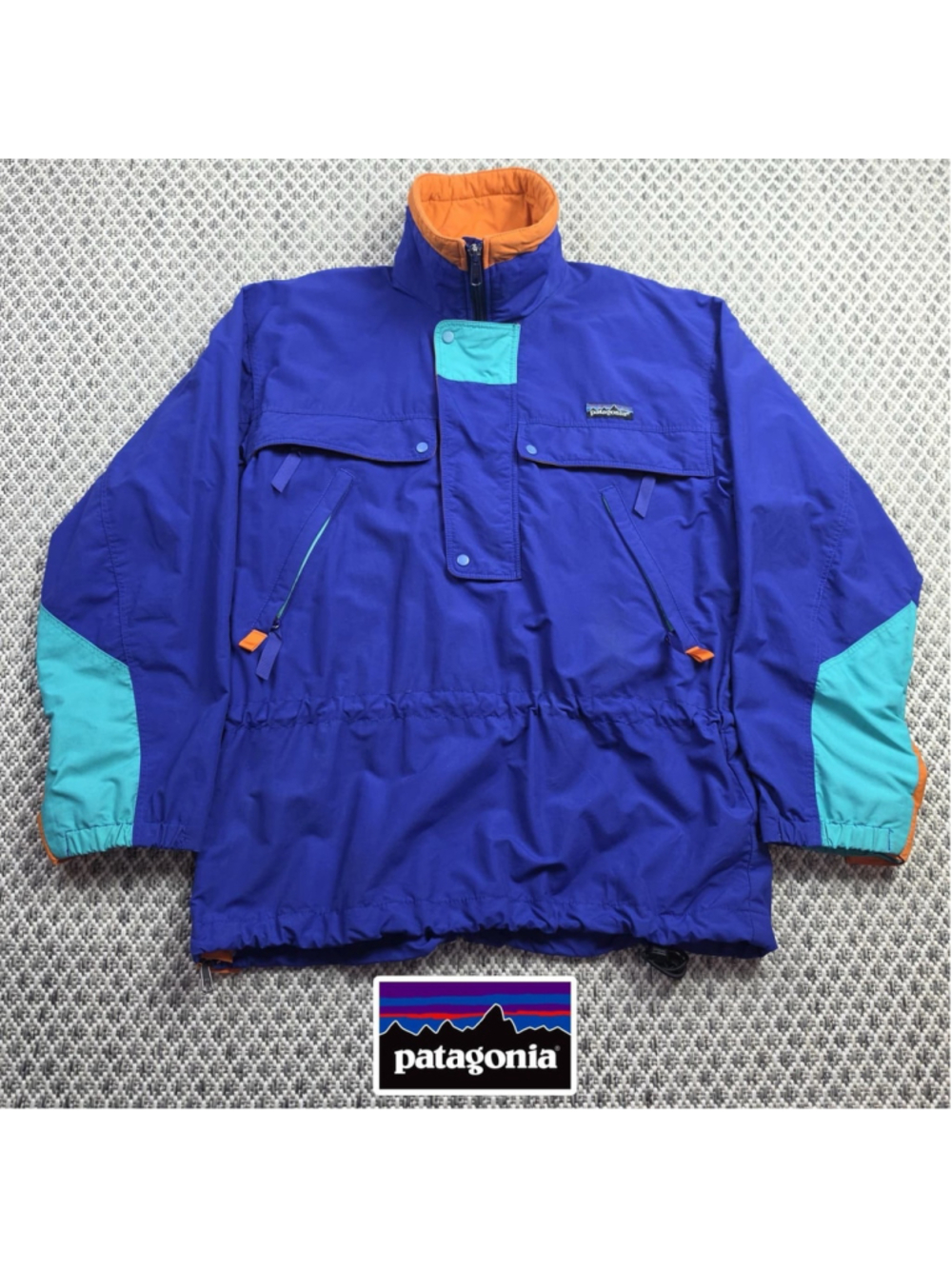 Vintage Patagonia SST Fishing Wading Jacket XS Blue Teal Orange Made Hong Kong